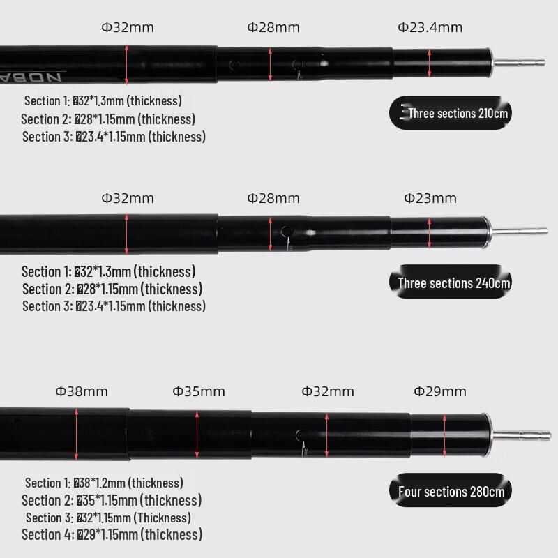 ZISIZ Telescopic Camping Tarp Pole