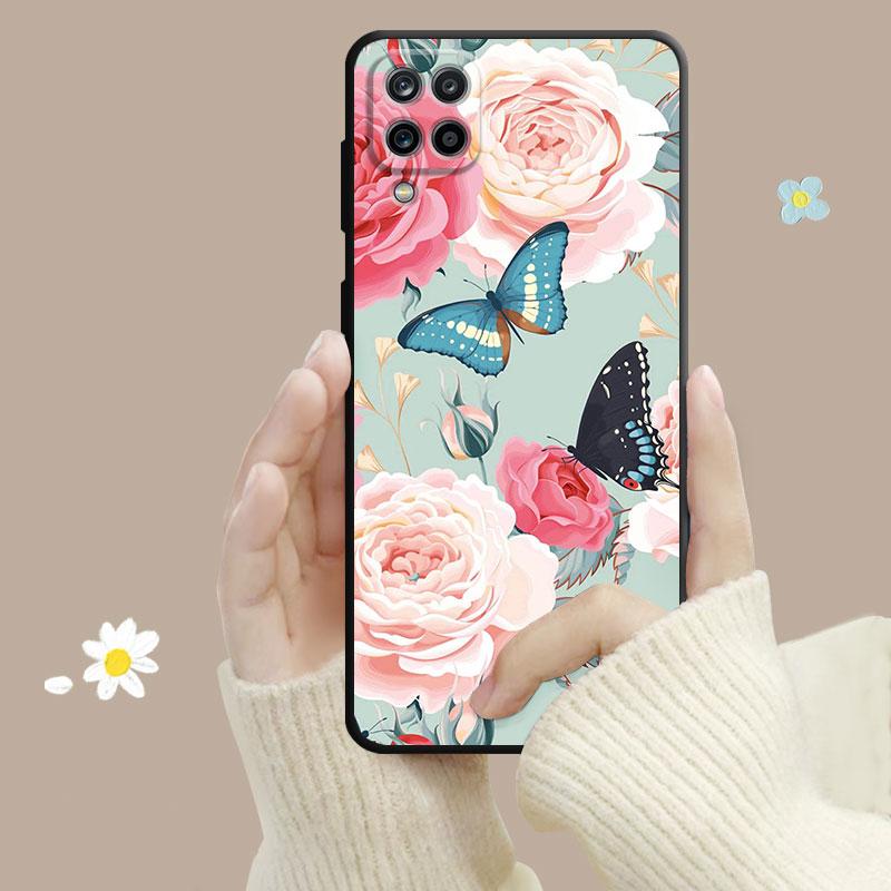 Shell For Samsung Galaxy A70 A70s A50 A30s A04s A20s A20e A02 A02s A03 A42 M52 M31 M04 Case Bling Aesthetic Butterfly Rose Art