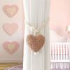 Fluffy Heart-Shaped Pearl Window Curtain Tie Back, Decor Mosquito Net Rope, Door Curtain Coffee Curtain Sun Shade Tiebacks, Christmas Red