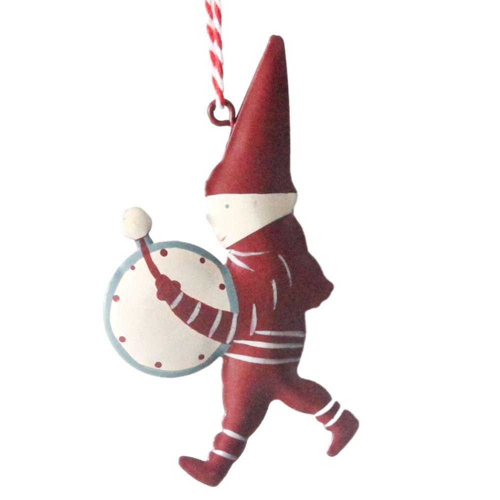 1pc Red Christmas Hanging Pendants Soldiers Double-sides Painted Xmas Tree Decor Festival Favors Iron Art Embellishment Festival