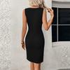Women's Fashion Summer Solid Color Dress Casual Beach Dress Slim Holiday Dress