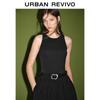 UR Women's Spliced Sleeveless A-Line Dress with Metal Buckle Belt
