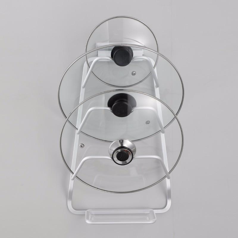 Huxiansen Wall-Mounted Pot Lid Rack, No Drilling Required, Cutting Board Holder, Kitchen Storage Shelf