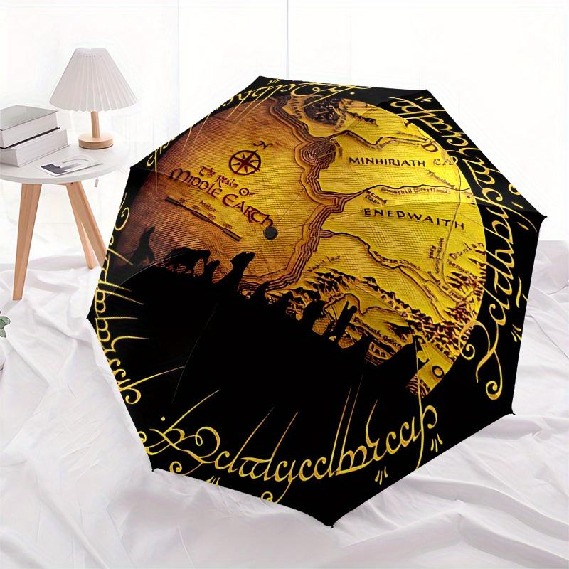 Middle Earth Map: Fantasy World Art PrintUmbrella, Portable 3-Fold Compact Umbrella for Men & Women Gift