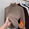 Thickened One-piece Fleece Clothes for Autumn Women, Mink Fleece Warm Top, High Neck Base Shirt for Women