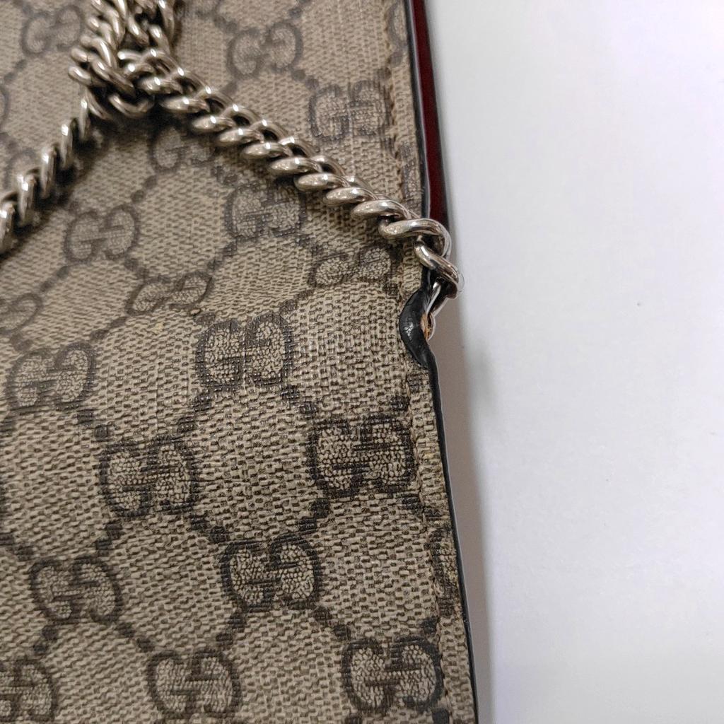 [Pre-Owned] Dionysus Tiger Head Buckle Logo Beige Lining GG High-Quality Synthetic Canvas WOC Wallet Crossbody Shoulder Bag - Good #12QC9C