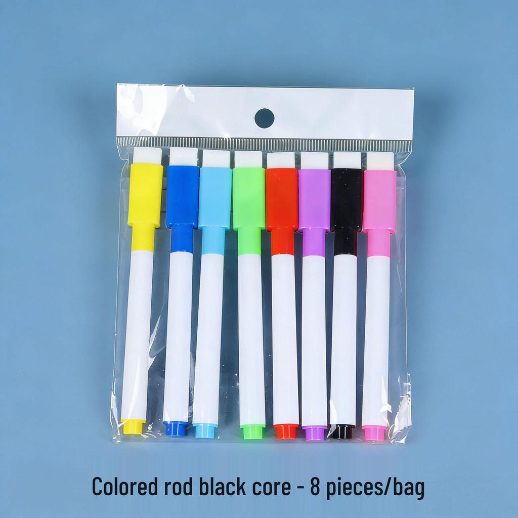 Magnetic Erasable Whiteboard Marker Pens for Kids and Teachers - Water-Based, Black with Brush, Easy to Erase