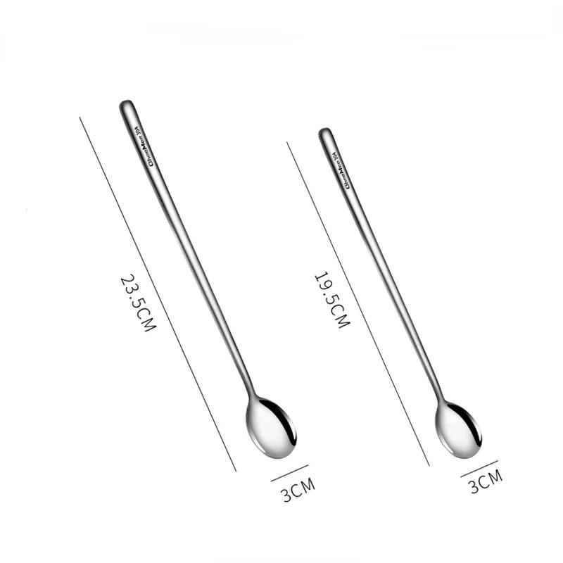 Stainless Steel Long Handled Spoon Teaspoon Coffee Stirring Spoon Ice Cream Honey Dessert Spoon Kitchen Tableware