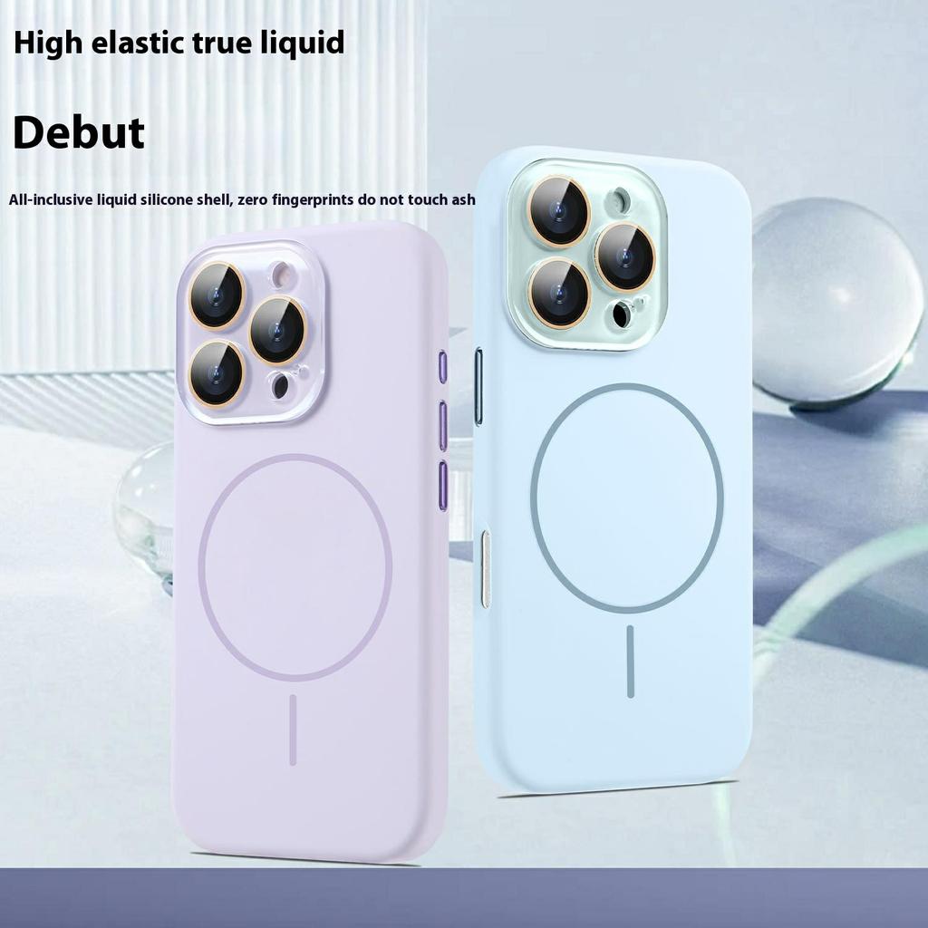 Für iPhone 16 Pro Max Hülle Kompatibel mit MagSafe Silikon Handyhülle mit Kameraobjektiv Vollständiger Schutz