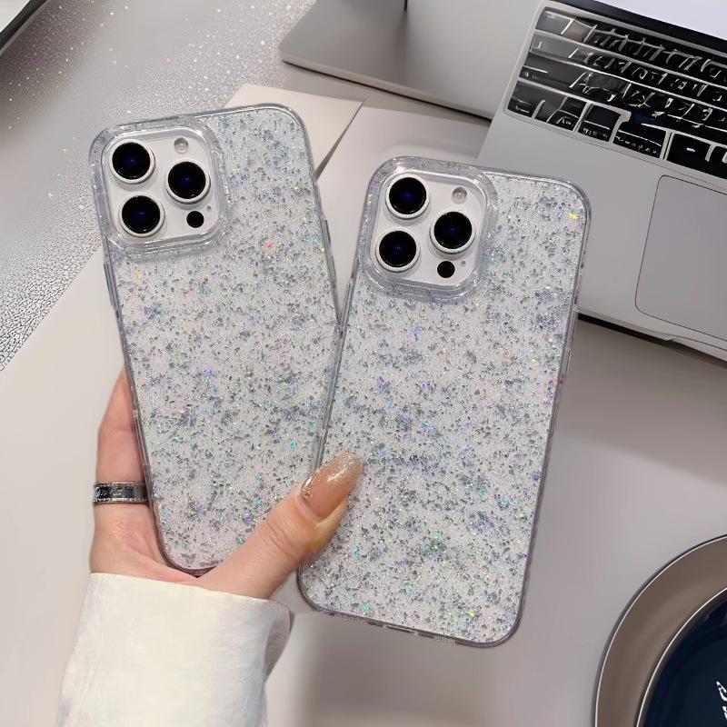 Shiny Glitter Clear Case for iPhone 16 Pro Max, Bling Sparkle Shockproof Protective Cover with Camera Lens Protection