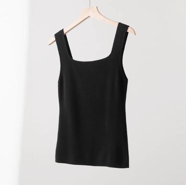 

Women s French Square Neck Knit Camisole Vest, Slimming & Versatile Base Layer for a Simple, Elegant Look. L чорний