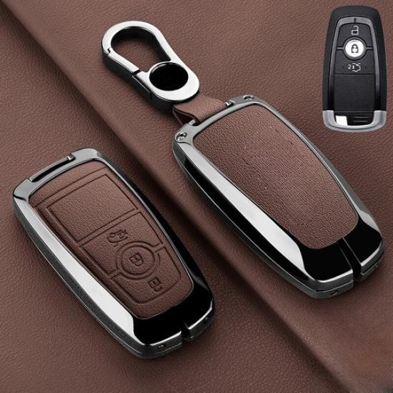 Zinc Alloy Leather Car Key Case Cover For Lincoln MKC Navigator Continental MKZ