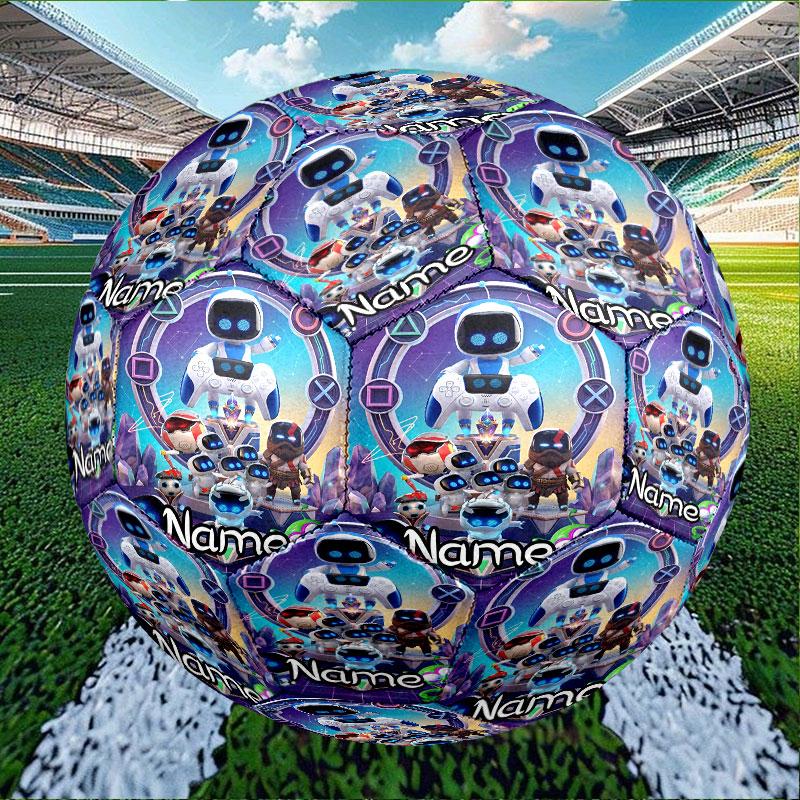 Custom Name Personalized Cosmic Bot Crew Print Size 5 Soccer Ball Training & Match Football, for Team, Kicking, Gift for Football Enthusiasts