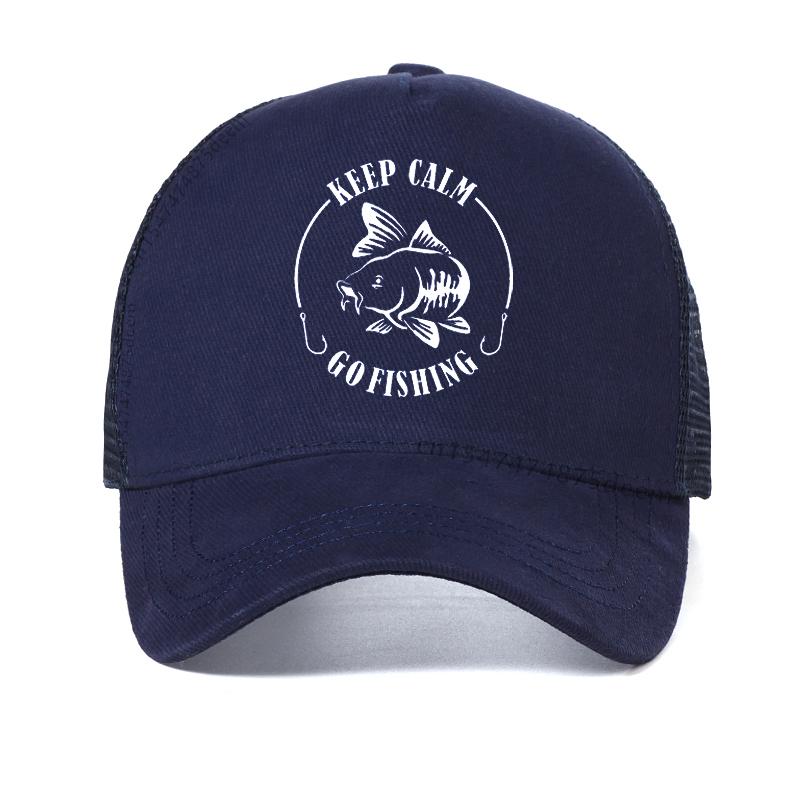 Keep Calm Go Fishing funny Dad hat New Unisex outdoor fishing hunting baseball cap cool Summer Unisex Mesh Breathable Snapback hats