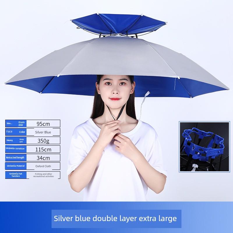 Umbrella Hat with Headgear, Sun Protection Fishing Hat, Rainproof Tea-Picking Hat, Umbrella Hat, Poncho, Helmet Umbrella