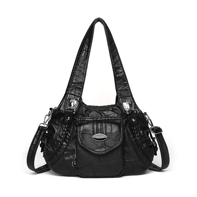 Women's Soft Leather Shoulder Bag Large Capacity Tote Bag Middle-aged Mother Crossbody Bag