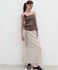 Seolan A-Line Glossy Long Skirt_Beige