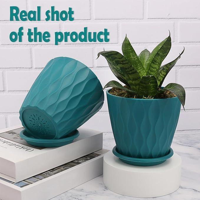 6.3 Inch Flower Pots for Home Decoration, Indoor Plant Pots, Gardening Pots for Plants, Plastic Flower Pots for Garden Plants