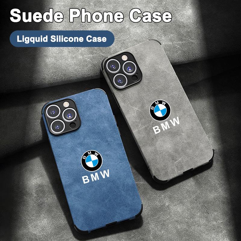 B-BMW-B LOGO Suede All-inclusive Phone Case Protector Cover For BMW for iPhone 11 12 13 14 15 16 17Pro X XR XS Max Mini 7 8 Plus xkzh98