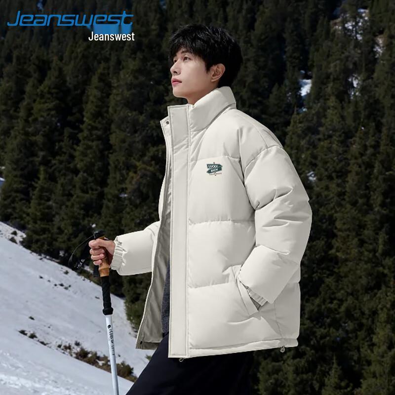 Jeanswest Herren Winter Letter Print Lässige Baumwolljacke