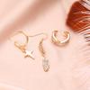 3-Piece Crystal Star Feather Earrings Women'S Gold Fashion Bohemian Earrings Jewelry Gift