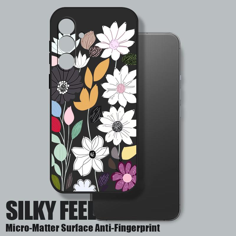 White Flower Pattern Case For Samsung S26 S25 Ultra S24 S23 S22 Plus S21 FE A15 A16 A17 A35 A36 A54 A55 A56 5G Soft Silicone Cover