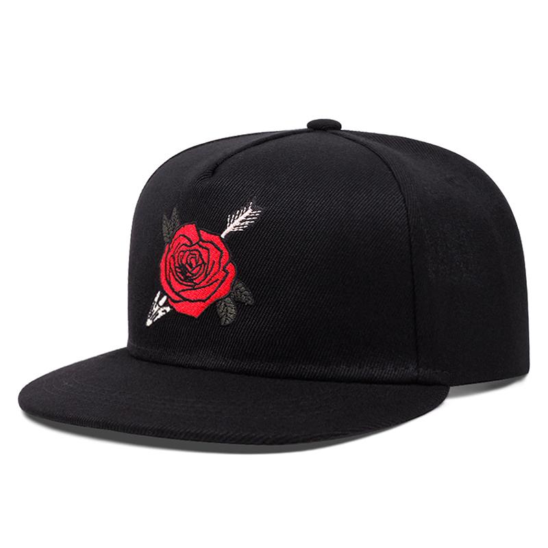 2026 New HipHop Skateboarding Hat Rose Letter Embroidered Baseball Hat Daily Casual Decoration Sunshade Hat Unisex Flat Edge Hat