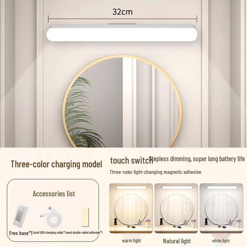 Punch-Free Bathroom Vanity Mirror Makeup Light