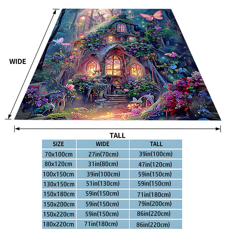 Flannel Enchanted Castle Pattern Blanket 3D Print,Soft Fleece Throw Blanket for Sofa Bed Travel Camping,Office Couch Chair Bed