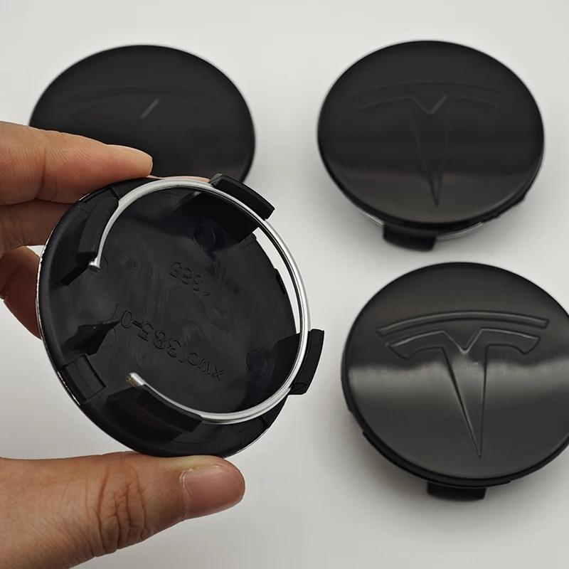 Autoaufkleber Tesla 4 Stück 56mm ABS Tesla Model 3 Model Y Original Abdeckungen Radkappen Radnabendeckel für Tesla Model Y X S Auto Zubehör