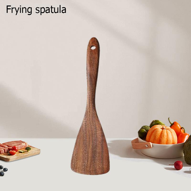 Wood Soup Spoon Food Shovel Spatula Nonstick Wood Frying Spatula Rice Spoon Cooking Tools 4PCS Household Kitchen Utensil Set