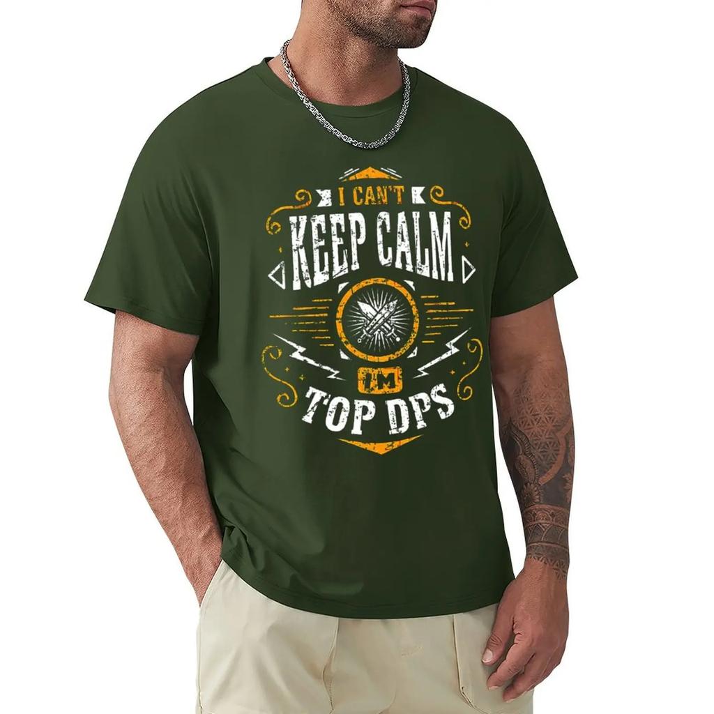 Men Clothing World Of Warcraft Role-playing Game T-Shirt WoW I Can't Keep Calm I'm DPS Fashion Short Sleeve T Shirt Tee