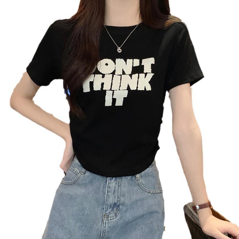 

Women s New Summer Niche Design Pink Letter Printed T-shirt Top XL