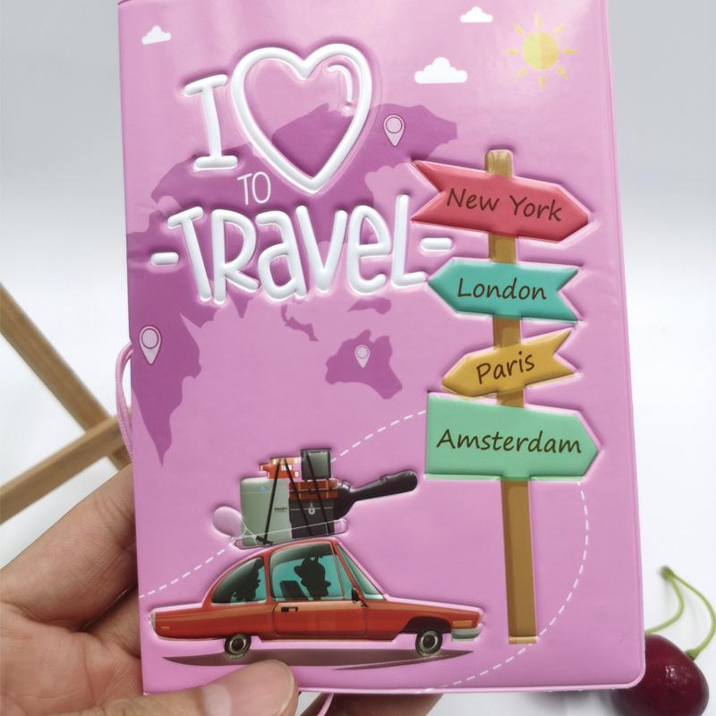 Cartoon Map Passport Holder: Travel Document Cover for Couples