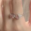 [Princess's Castle] Pink zircon bow ring female ins student niche senior sense index finger ring female