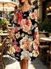 Spring Autumn Women Dress Casual Long Sleeve O-neck 3D Print Loose A-Line Dress Oversized Home Wear Robe