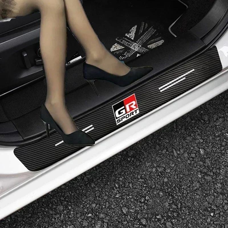 Car Rear Trunk Bumper Plate Door Sill Protector Stickers For Toyota GR Sport Racing Corolla Aqua Avensis Prius RAV4 Yaris Camry