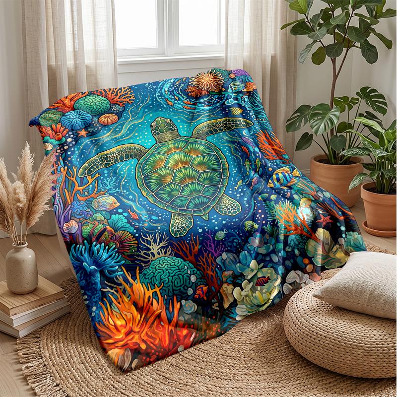 Ocean Life Adventure 53 Theme Blanket Lightweight Warm Flannel Blanket Decorative Throw Blanket for Home Decoration