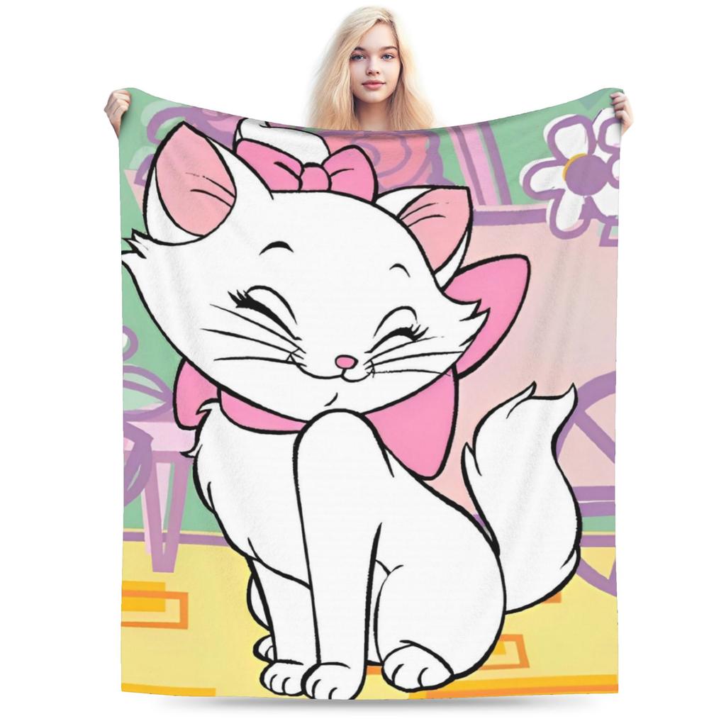 Aristogatos Marie Gato Mantas Tejidas Rosa Lana Manta de Tiro Verano Aire Acondicionado Portátil Suave Cálido Colcha