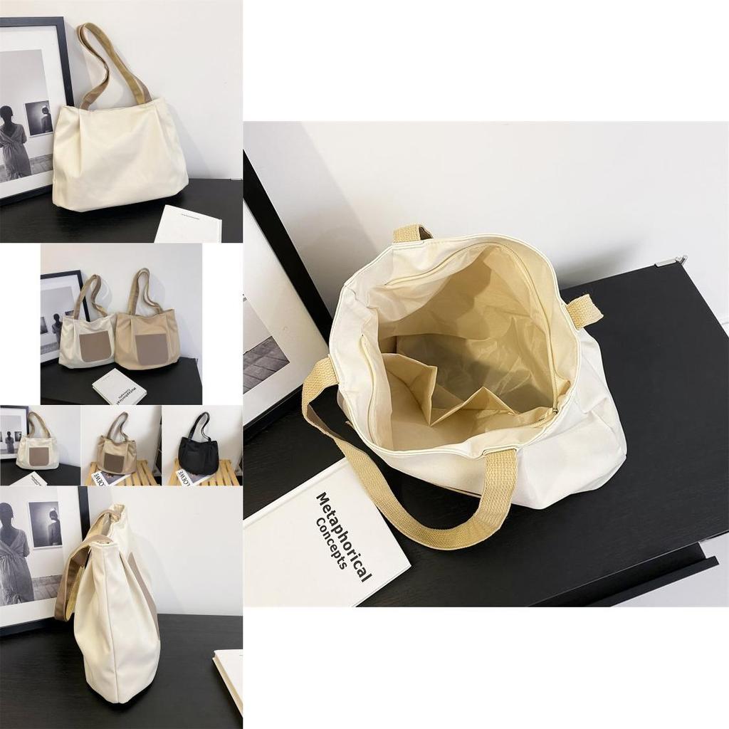 Urban Chic Nylon Tote Bag Large Capacity Stylish Grocery Shopping Bag With Zipper