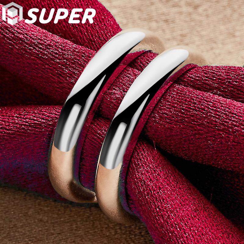 Inele duble linie din argint 925 Inele de cuplu feminin Bijuterii