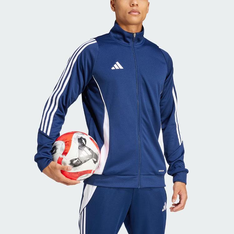 Adidas Tiro 24 Training Jacket Color Block Long Sleeve Retro Sports Stand Collar Jacket Men jackets Navy-Blue IR7498