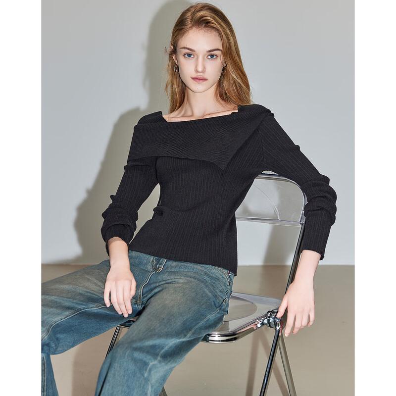 Demana French Chic Irregular Collar Knit Top L
