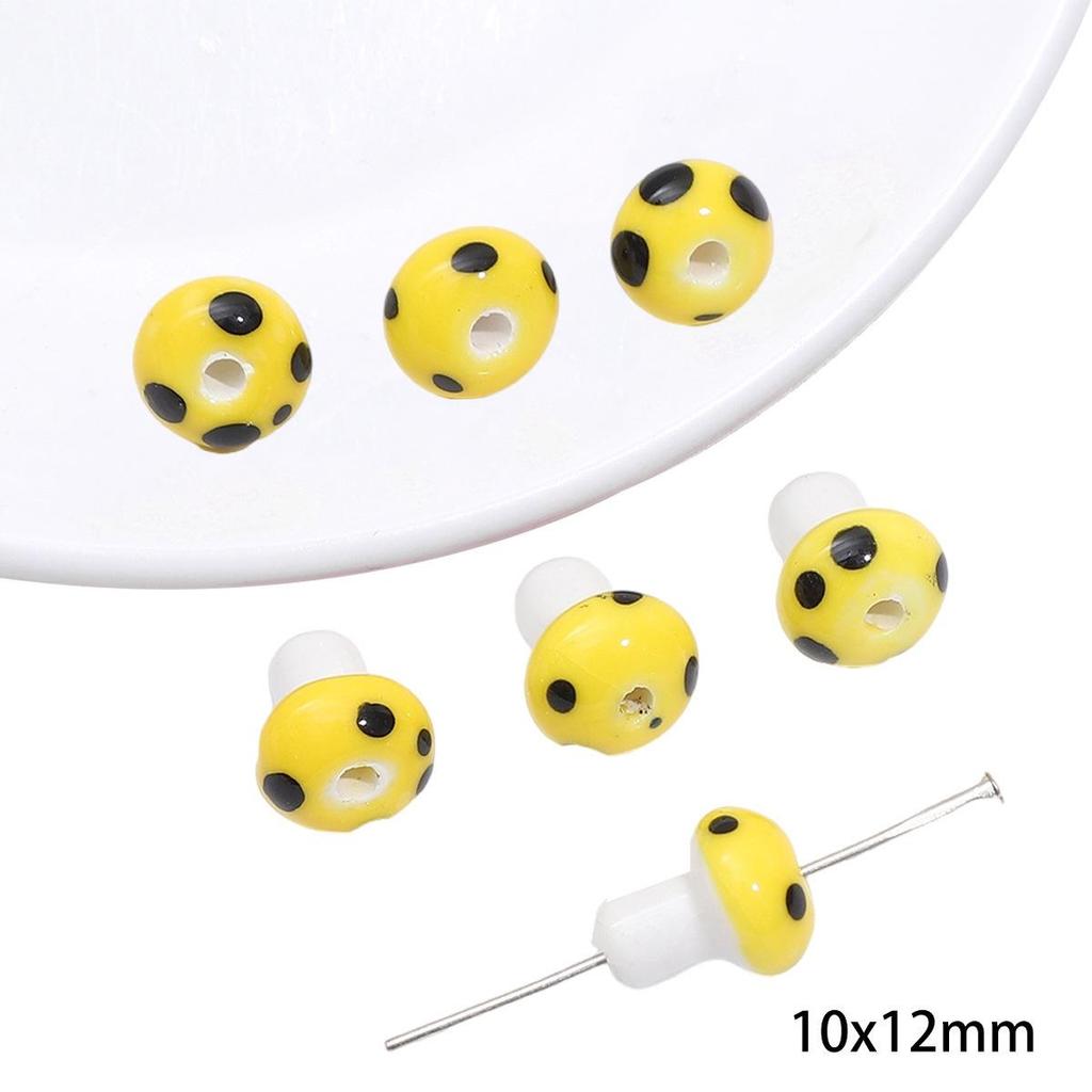 Yellow Hand-Painted Ceramic Cartoon Beads for DIY Bracelets, Necklaces, and Phone Chains