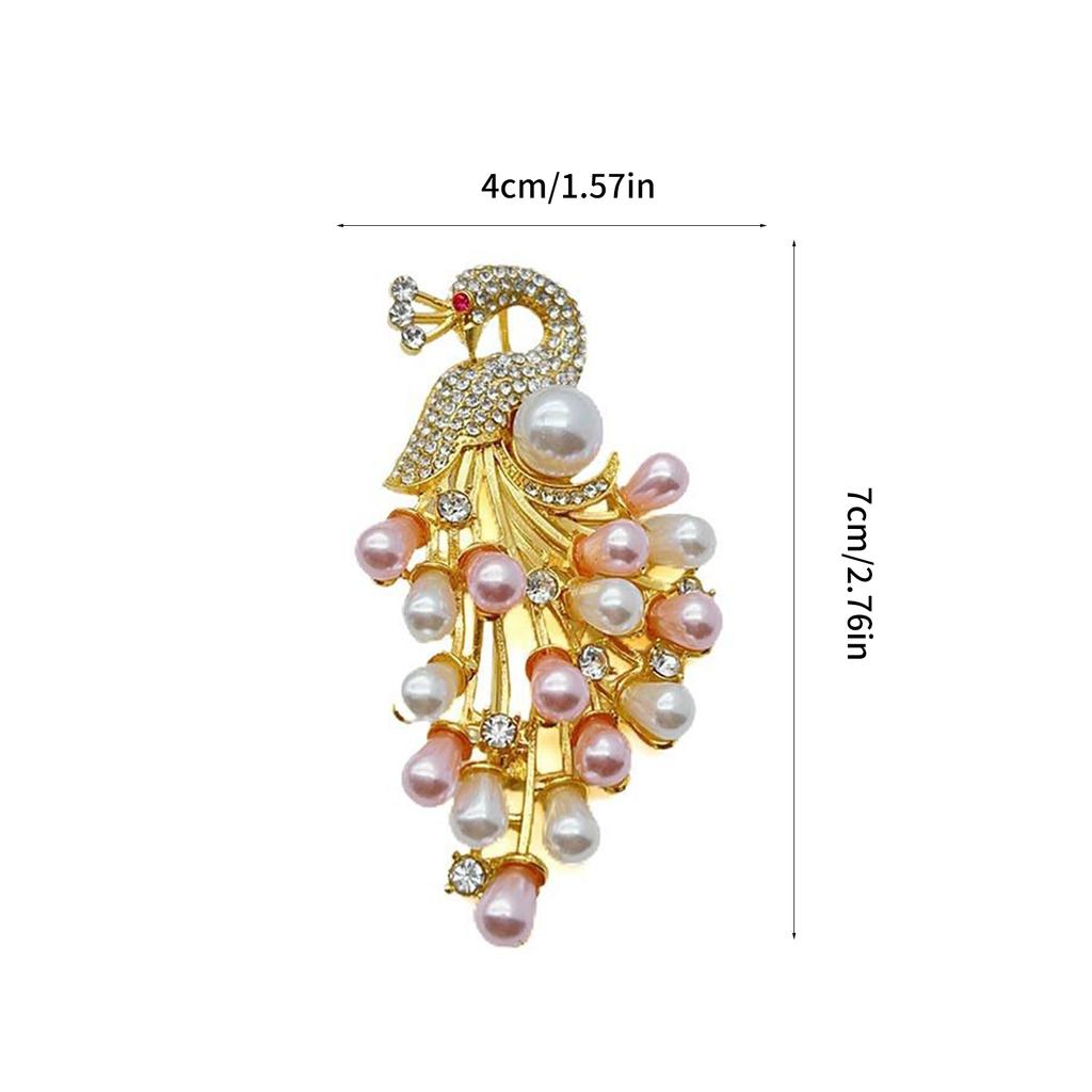 Elegant Peacocks Brooch Pin for Women Rhinestones and Pearls Designs Fashion Accessory for Weddings and Birthdays