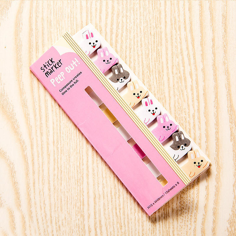 1 Pcs Kawaii Stationery Cartoon Animals Marker Memo Pad Sticky Bookmark Flags Index Tab Sticky Notes Label Paper Stickers