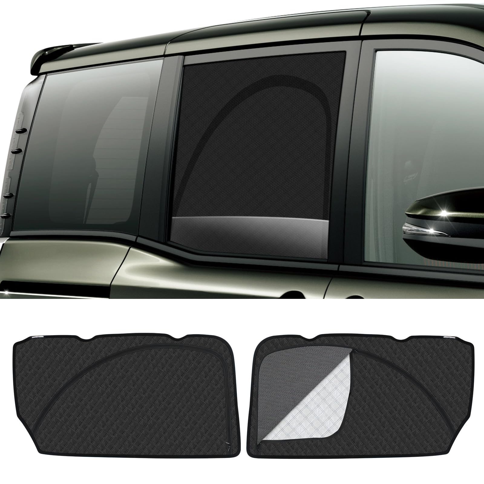 

Magnetic Sunshade for the New Voxy and Noah 80 Series Rear and Compatible with Voxy and Noah Includes Mesh UV Light Insect and Includes Japanese