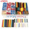678PCS Heat Shrink Tube Sleeving Set Car Electrical Wire Terminals Insulated Ring Fork Set Ring Lugs Rolled Crimp with Pliers
