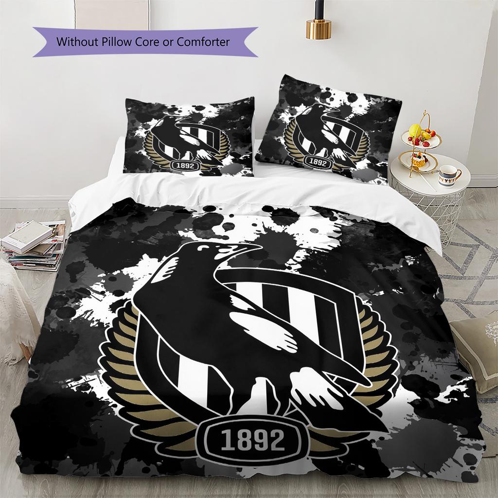 Magpies de Collingwood Set de Colcha con Patrón Decoración del Hogar Regalo (1 funda nórdica + 2 fundas de almohada sin relleno.)
