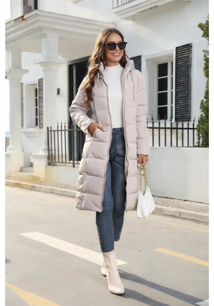 Women's Winter Hooded Slim-fit Mid-length Cotton Jacket